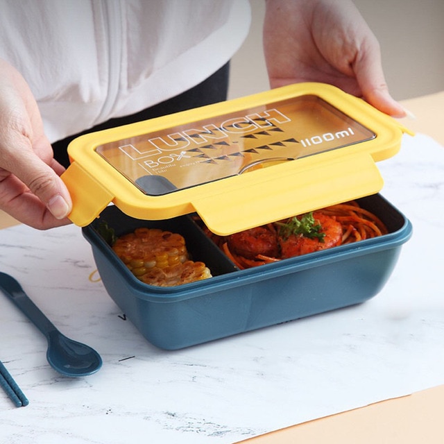 New Microwave  Lunch containers Box with Compartments  Bento Box Japanese Style Leakproof Food Container for Kids with Tableware 4