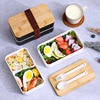 2 Layers Lunch Box Bamboo Wood Insulation Fresh Bowl Students Microwave Container Tableware Spoon Chopstick Bento Lunch Boxes 3