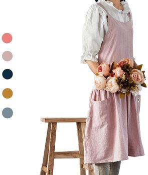 Cotton Linen Apron Retro Vintage Women Pinafore Dress Fashion Japanese Korean Aprons Garden Working Apron Kitchen Cooking Apron 1