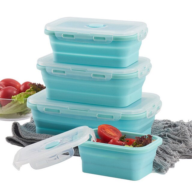 Silicone Folding Bento Box 1/3/4Pc Collapsible Portable Lunch Box for Food Dinnerware Food Container Bowl Lunchbox Tableware 6