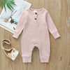 Summer Unisex Newborn Baby Clothes Solid Color Baby Rompers Cotton Knitted Long Sleeve Toddler Jumpsuit Infant Clothing 3-18M 3