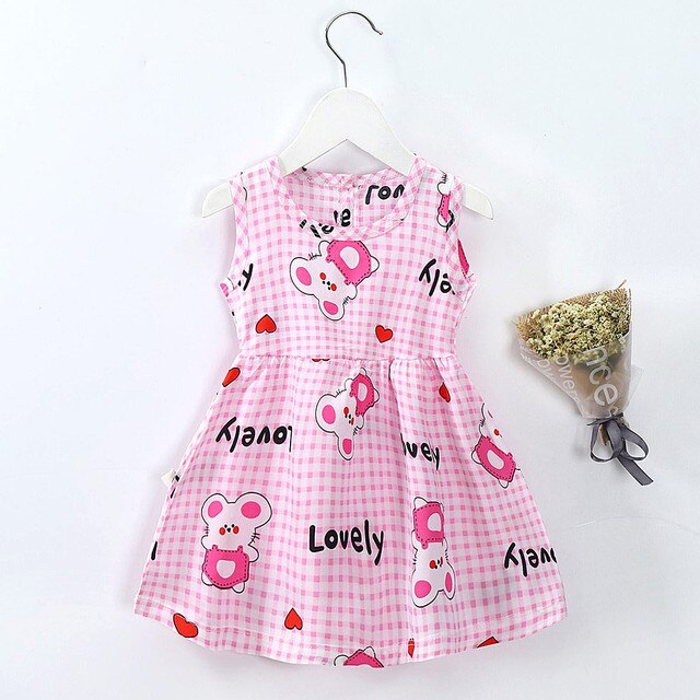 Summer Newborn Baby Clothes Infant Girl Clothes Korean Cute Print Sleeveless Cotton Beach DressPrincess Dresses 5